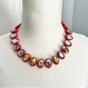 J. Crew Coral Irridescent Crystal Brulee Necklace